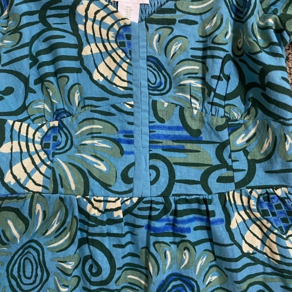 House of Harlow 1960 Blue Floral Mini Dress Size Small Fit And Flare Linen Blend - Picture 3 of 8